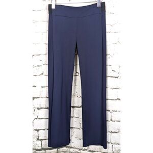 BETABRAND Straight Leg Ponte Knit Yoga Pant Navy Zip Pockets Career Work Size MP